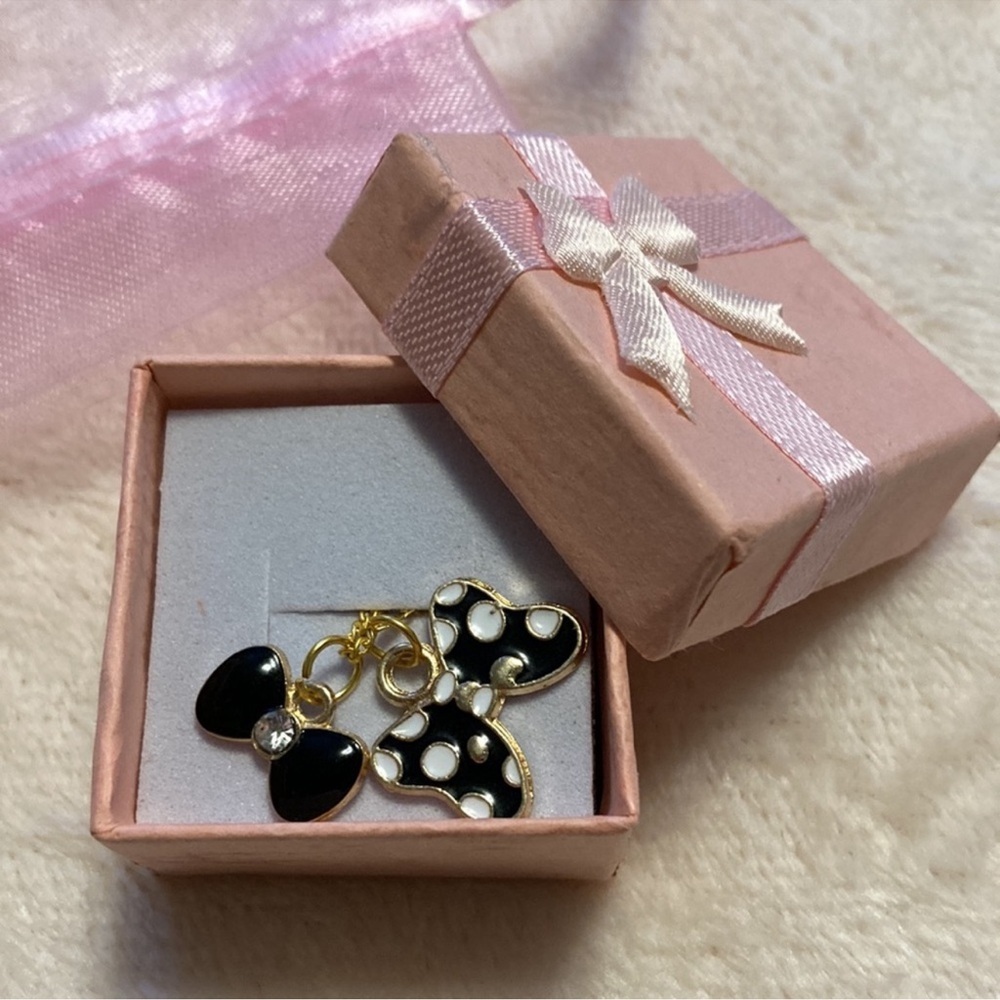 NWT 18 Genuine Alloy Chain Charms 2 Bows 1 with Polka Dots